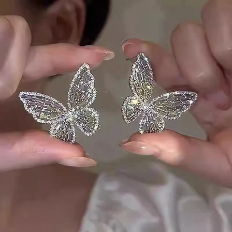 Eleganti Orecchini A Lobo Farfalla In Zircone Lusso Francese Per Donna Con 925 Sterling Silver Earring Post
