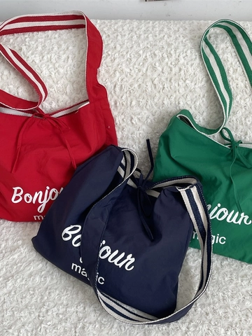 Sac Cabas Rayé Réversible Grande Capacité En Toile Sac À Épaule Sac À Main Décontracté Pour Femme
