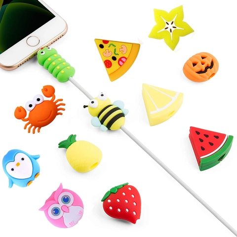 Proteggi Cavo Dati Forma Animale Frutta Silicone Morbido Risparmio Linea Carica Anti-Rottura Accessori Tecnici