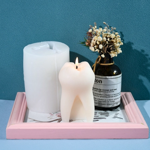 3D Tooth Shape Silicone Mold DIY Candle Making Aromatherapy Soap Gypsum Plaster Creative Molar Desktop Ornament