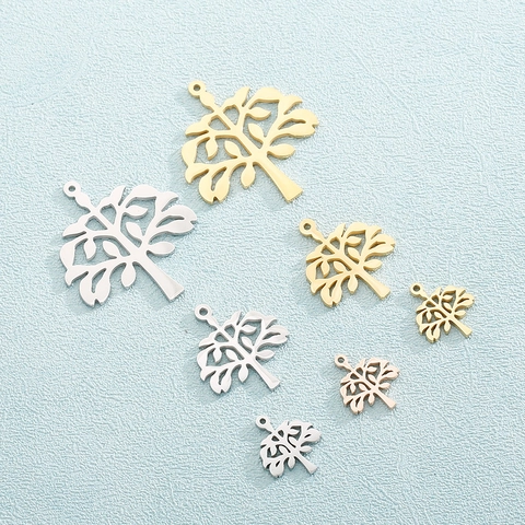 Dijes De Árbol De La Vida De Acero Inoxidable Colgantes De Diseño Hueco Para Fabricación De Joyas DIY Collar Pulsera Accesorios