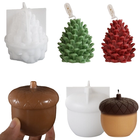 Pinecone Acorn Silicone Mold For Candle Making DIY Resin Casting Christmas Ornaments Crafting Heat Resistant Flexible