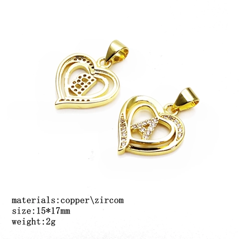 Heart Initial Letter Pendant Necklace Copper Cubic Zirconia Sparkling Gold Plated Clavicle Chain Jewelry For Women