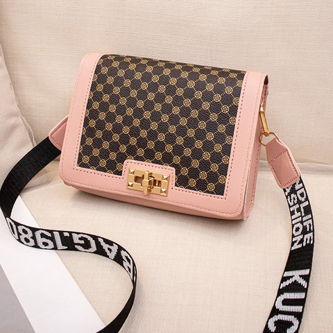 Bolso Bandolera con Estampado Vintage para Mujer Bolso Pequeño Cuadrado de Cuero PU con Patrón Retro y Correa de Hombro Ancha Moda