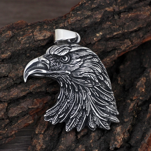 Vintage Viking Adelaarskop Hanger Ketting Zinklegering Antiek Zilveren Afwerking Dier Motief Sieraden Voor Mannen Unisex