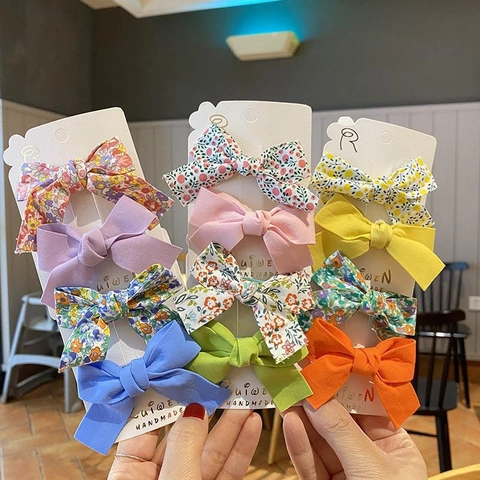 Bow Hair Clips Floral Cloth Fabric Metal Alligator Duckbill Clips Sweet Cute Aesthetic Headwear Kids Girls Toddlers