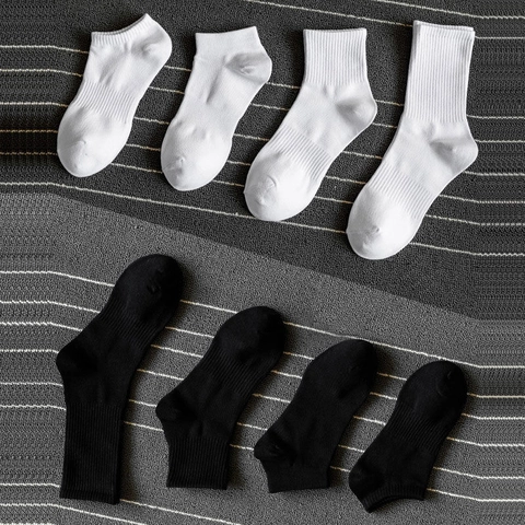 Unisex Sport Socks Cotton Blend Breathable Ribbed Cuff Crew Ankle Casual Solid Color Soft Elastic Athletic