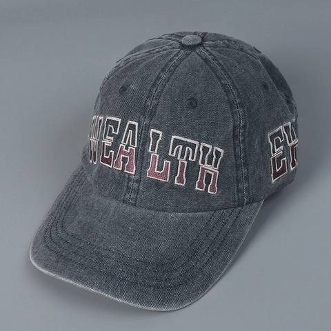 Vintage Washed Cotton Baseball Cap Distressed Retro Style Letter Embroidery Adjustable Sun Protection Unisex Sport Dad Hat