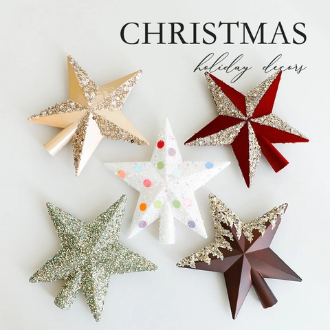 Weihnachtsbaumspitze Stern Fünfzackig Pailletten Samt Künstliche Perle Elegant Funkelnd Festlich Feiertagsbaumschmuck