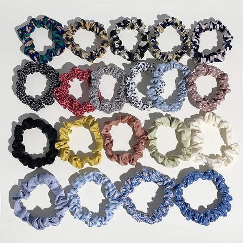 Satin Stoff Scrunchies Hochelastische Haargummis Für Frauen Mädchen Leopard Karo Punkt Blumenmuster Elegant