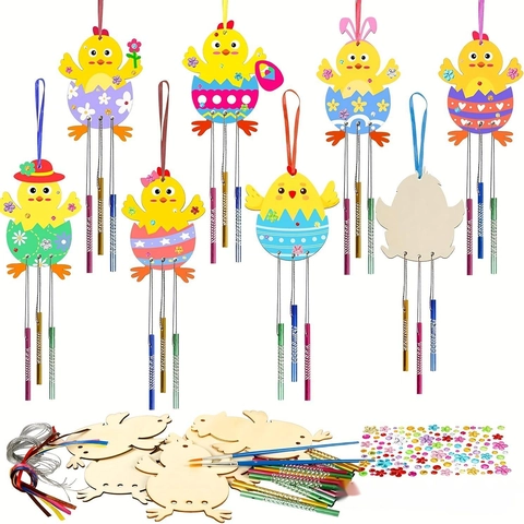 Kit Fai Da Te Campanello A Vento Legno Tubi Di Metallo Pitturabile Progetto Artistico Educativo Per Bambini Decorazione Casa