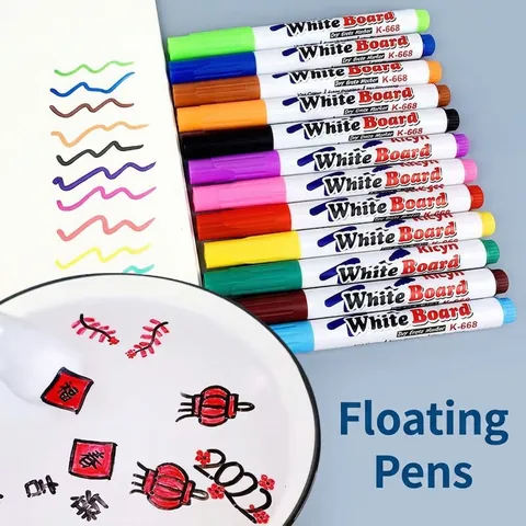 Magic Floating Water Drawing Pens Colorful Plastic Dry Erase Whiteboard Markers Educational Toys For Kids DIY Painting