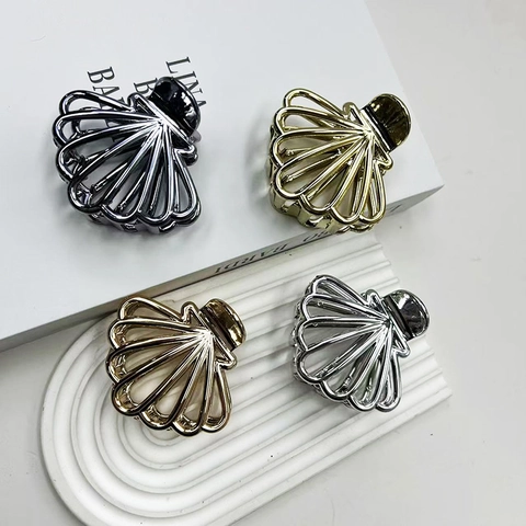 Pinza Para El Cabello De Metal Con Concha Galvanizada Forma De Abanico Horquillas Para Mujer Accesorios De Moda Elegantes