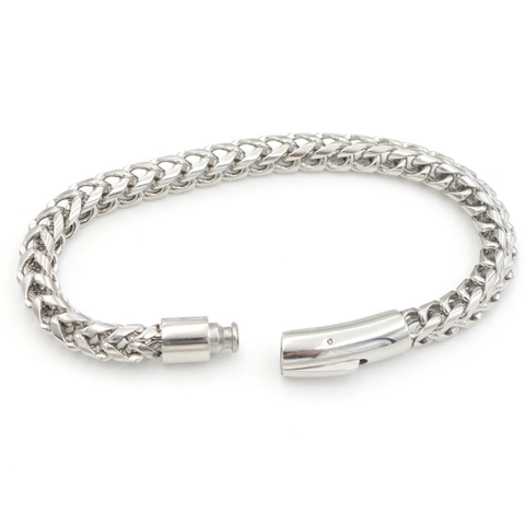 Pulsera De Cadena De Trigo Acero Inoxidable Estilo Hip Hop Punk Unisex Joyería De Metal Trenzado