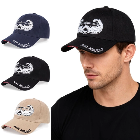 Taktische Baseballkappe Baumwollmischung Air Assault Adler 3D Stickerei Verstellbarer Sonnenhut Gebogene Krempe Unisex