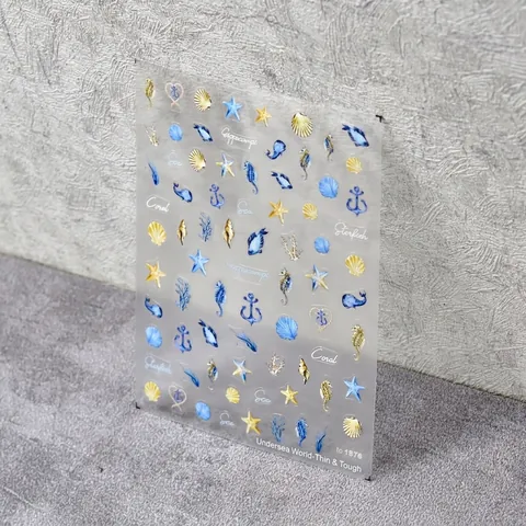 Ocean Theme Nail Art Stickers Ultra Thin Self Adhesive Summer Beach Seahorse Starfish Shell Design DIY Manicure Decals