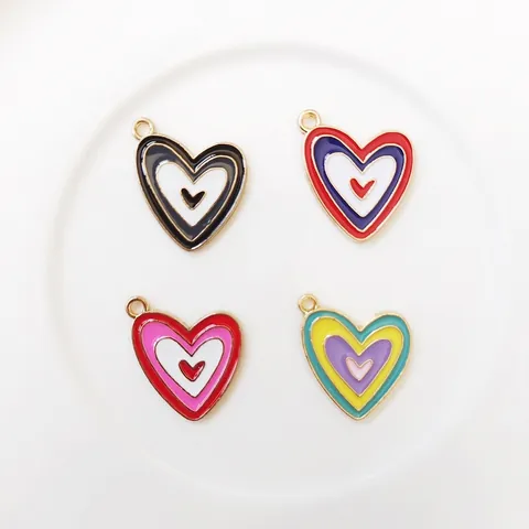 Colgantes De Forma De Corazón De Aleación Esmalte Goteo Aceite Para Hacer Joyas DIY Collares Pulseras Charms