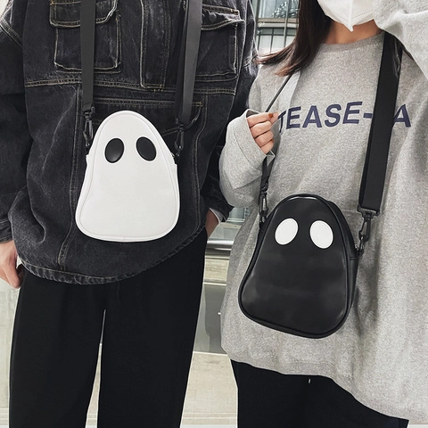 Borsa a Tracolla da Donna a Forma di Fantasma Divertente Creativa in Pelle PU Fantasma Cartone Animato per Halloween Festa Streetwear Piccola