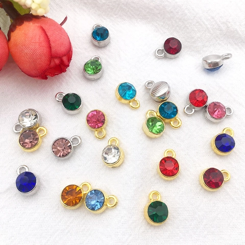 Ciondoli Rotondi Pietra Natale Lega Strass Pendenti Per DIY Creazione Gioielli Accessori Oro Argento