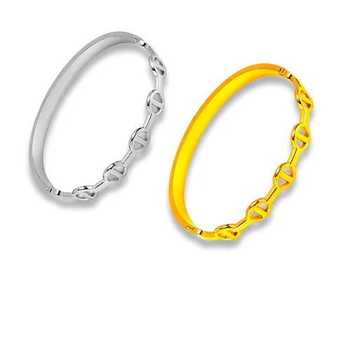 Hollow Pig Nose Bangle Stainless Steel Gold Plated Link Chain Bracelet Minimalist Geometric Jewelry For Women