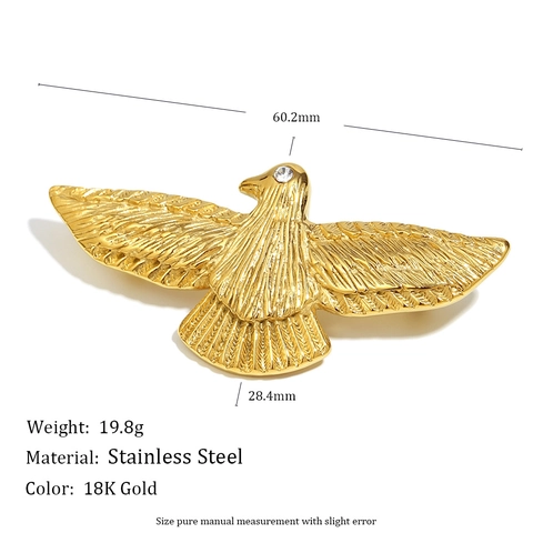 Vintage Arend Vogel Speld Roestvrij Staal 18K Verguld Zirconia Oog Luxe Dier Reversspeld Voor Dames Esthetische Sieraden