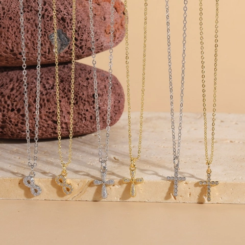 Collana Con Ciondolo Infinito E Croce Rame Con Zirconia Cubica Gioielli Delicati Minimalisti Per Donne Accessorio Moda