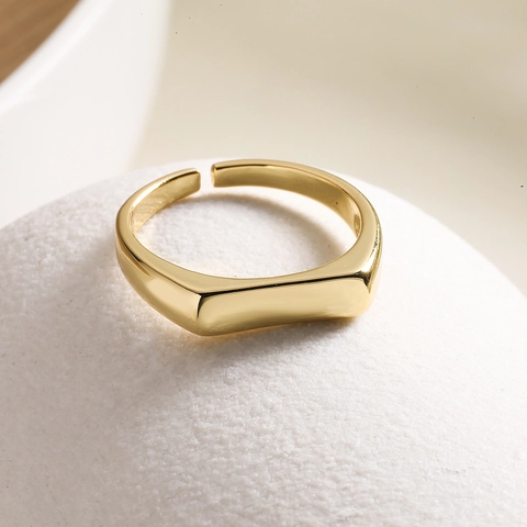 Μινιμαλιστικό Χάλκινο Επιχρυσωμένο 18K Ανοιχτό Δαχτυλίδι για Γυναίκες INS Style Ευέλικτο Μπαμπού Γεωμετρικό Ρυθμιζόμενο Δαχτυλίδι Κοσμήματα Δώρο
