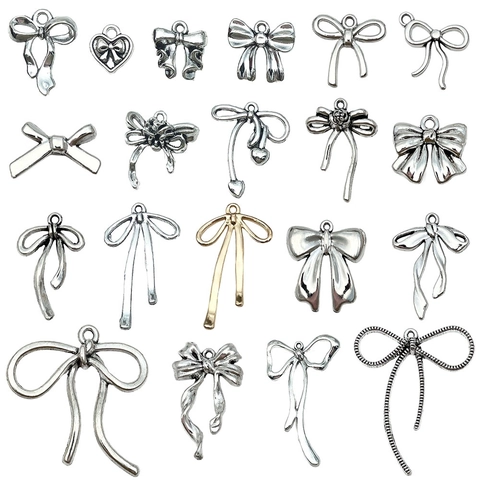 Colgantes de Lazo de Aleación Accesorios para Hacer Joyas DIY Dije de Corazón para Collar Pulsera Llavero Mujer Vintage