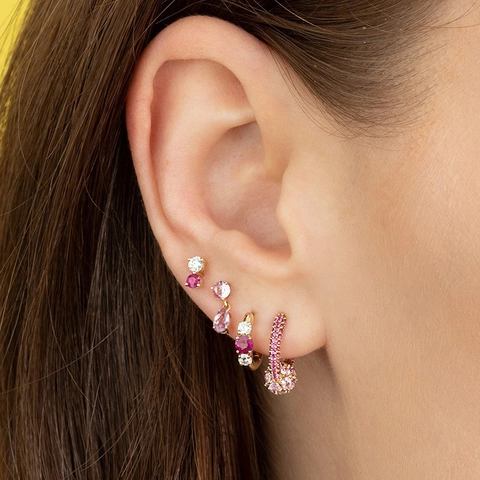 Orecchini A Goccia Con Zirconi E Perno In Argento Sterling 925 Rame Colorato Geometrico Per Le Donne