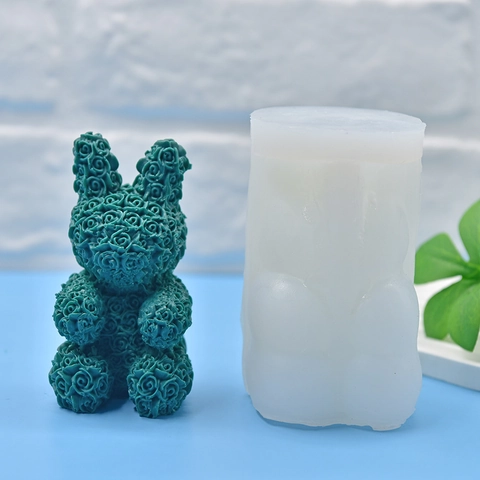 Silikonform In Rosenhasenform Für DIY Kerzen Seifenherstellung Fondant Tortendekoration Handgefertigtes 3D Tierdesign