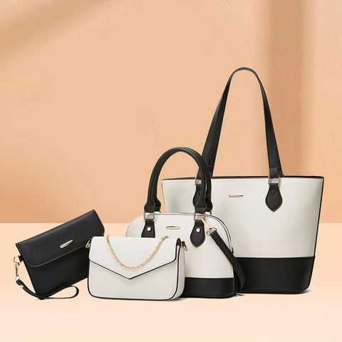 Borsa Tote Da Donna Alla Moda Borsa A Spalla Borsa A Tracolla E Pochette Pelle PU Saffiano Colore A Contrasto Elegante