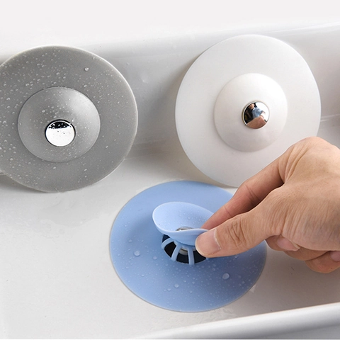 Siliconen Gootsteen Zeef Afvoerstop Druktype Anti-verstopping Haarvanger Voor Keuken Badkamer Badkuip Waterplug