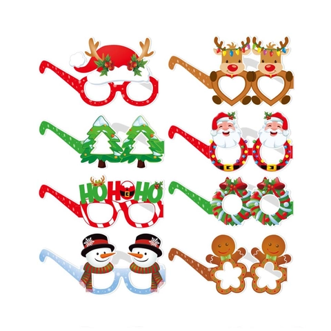 Occhiali Di Carta Per Festa Di Natale Montature Decorative Accessori Per Fotobooth Celebrazioni Natalizie Babbo Natale Pupazzo Di Neve