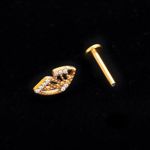 G23 Titanium Labret Studs Interne Schroefdraad Zirkonia Vlinder Hart Schelp Oorkraakbeen Piercing Sieraden