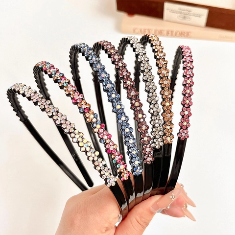 Elegantes Strass Stirnband Rutschfest Dünner Haarreifen Mit Zähnen Funkelndes Kunststoff Haaraccessoire Für Damen