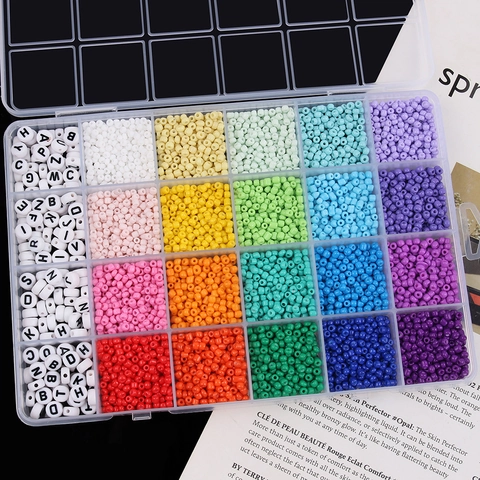 Colorful Glass Seed Beads And Acrylic Letter Beads DIY Jewelry Making Kit For Handmade Bracelet Necklace Crafting