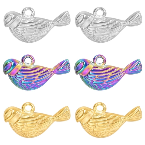 Bird Pendant Stainless Steel Jewelry Finding DIY Necklace Bracelet Making Mini Animal Charm For Women