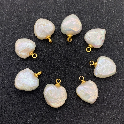 Natürliche Herz Barock Süßwasserperle Anhänger Mit Goldener Schleife Für DIY Schmuckherstellung Halskette Damen Weiße Perle