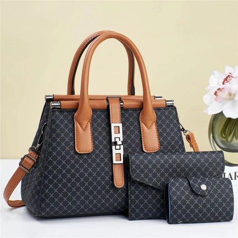 Women PU Leather Tote Envelope Bag And Coin Purse Large Capacity Geometric Print Crossbody Shoulder Handbag Office Daily