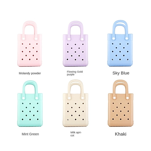 Mini Bolso De Mano EVA Impermeable Con Agujeros Bolso De Playa Color Macaron Moda Dulce Ligero Mujeres Bolso Cuadrado