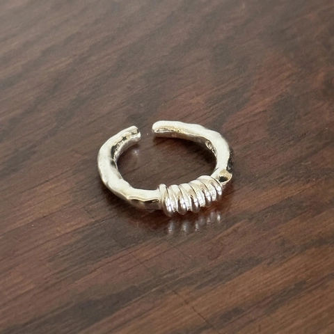 Anello Aperto In Argento Sterling 925 Corda Intrecciata Trama Irregolare Minimalista Regolabile Gioielli Di Moda INS