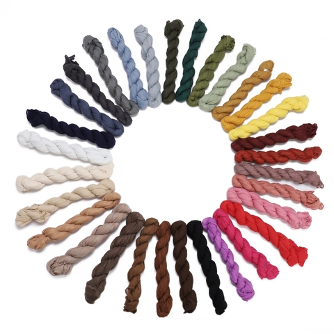 Solid Color Voile Scarf For Women Lightweight Breathable Crinkled Pleated Shawl Hijab Fashion Accessory