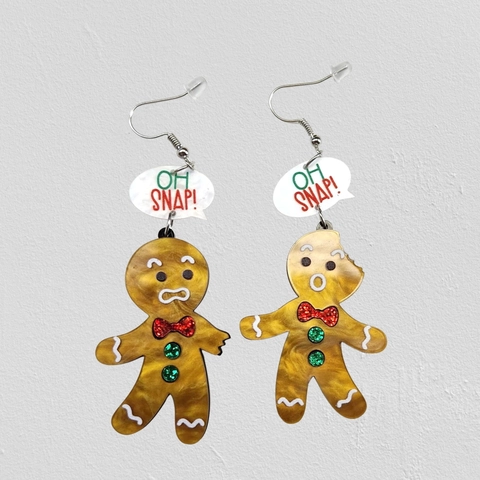 Weihnachten Lebkuchenmann Ohrhänger Acryl Glitzer Lustig Oh Snap Feiertagsschmuck Für Damen