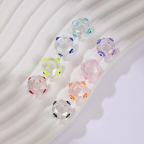 Facettierte Glasperlen Böser Blick Transparent Bunte Flache Zwischenperlen Für DIY Schmuckherstellung Armband Zubehör