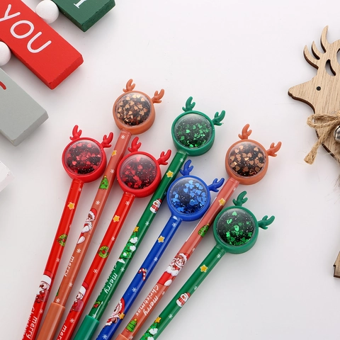 Kerst Rendier Gewei Gelpennen Pailletten Glitter Bal Cartoon Student Briefpapier Kantoor Vakantie Cadeau Decoratieve Nieuwigheid