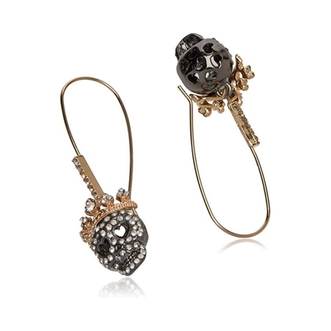 Punk Totenkopf Ohrhänger Mit Krone Legierung Straß Gothic Halloween Schmuck Für Damen