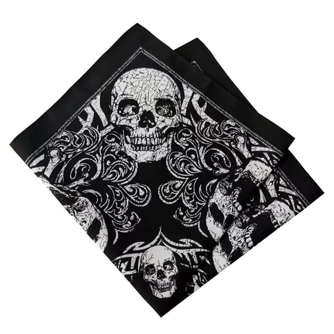 Bandana in Cotone 100 Per Cento Gotico Con Stampa Teschio Paisley Sciarpa Quadrata per Uomo Donna Ciclismo Escursionismo