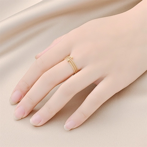 Anello Aperto Regolabile in Acciaio Inossidabile Minimalista da Donna Design a Spirale a Strati Oro Argento Oro Rosa Gioielli