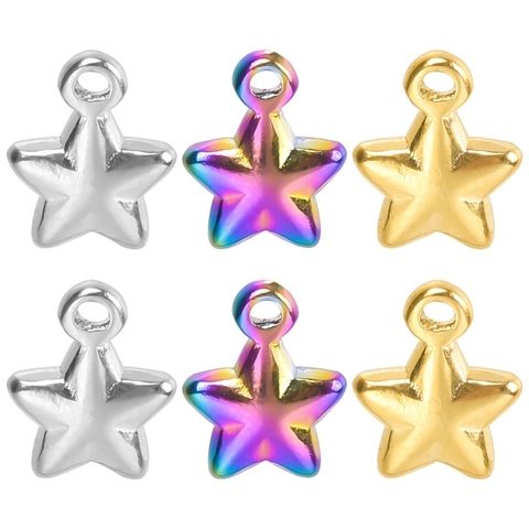 Mini Dijes De Estrella Colgantes De Acero Inoxidable Accesorios Para Joyería DIY Estrella Minimalista Pequeña