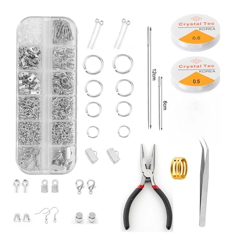 Jewelry Making Kit DIY Pliers Tweezers Lobster Clasps Open Jump Rings Elastic String Storage Box Bracelet Necklace Repair Craft